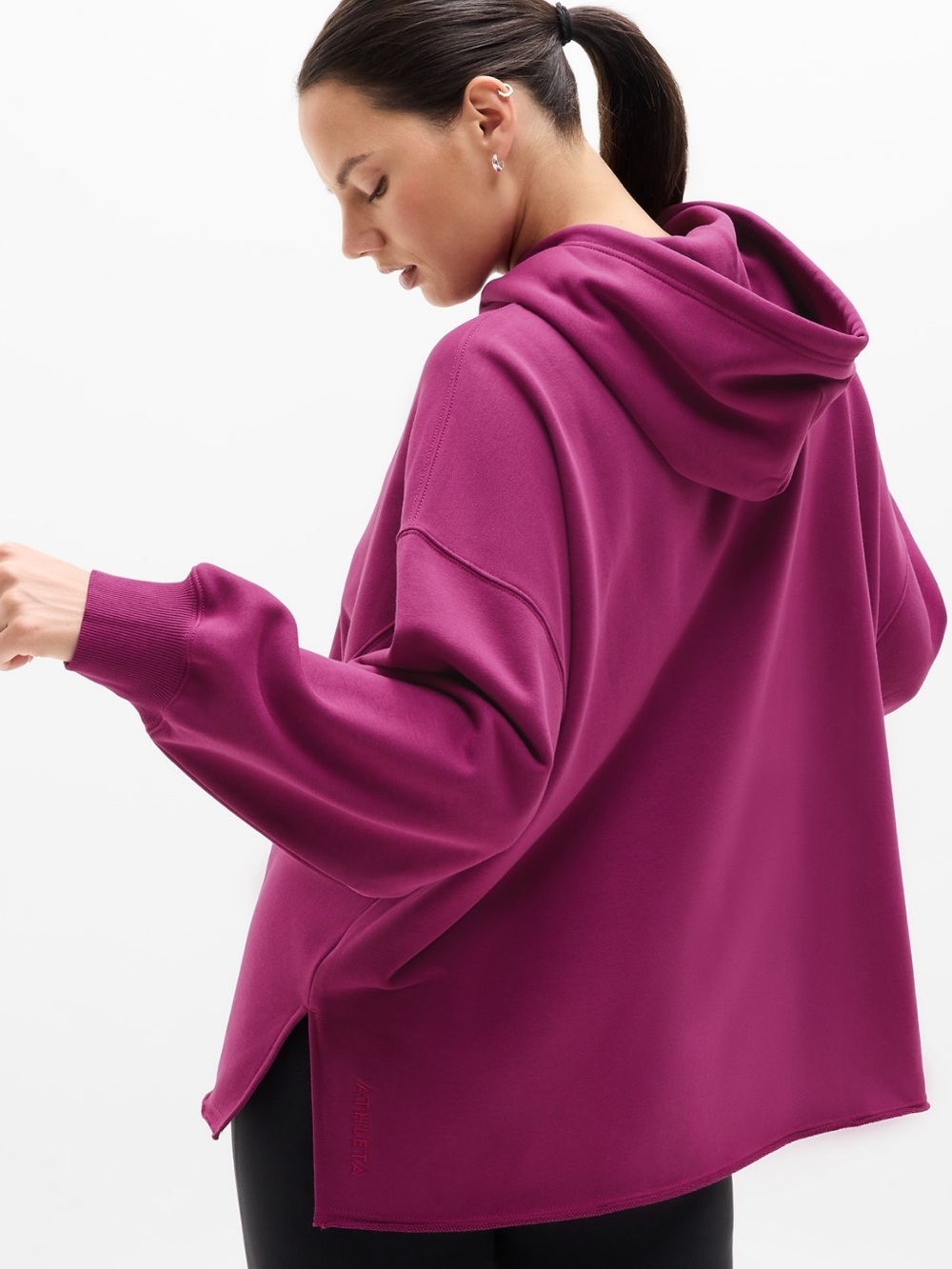 Athleta Terry Oversized Hoodie Wildberry Wash XS